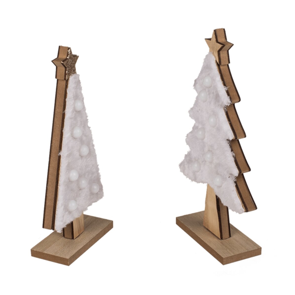 Houten decoratie - Kerstboompje met lampjes