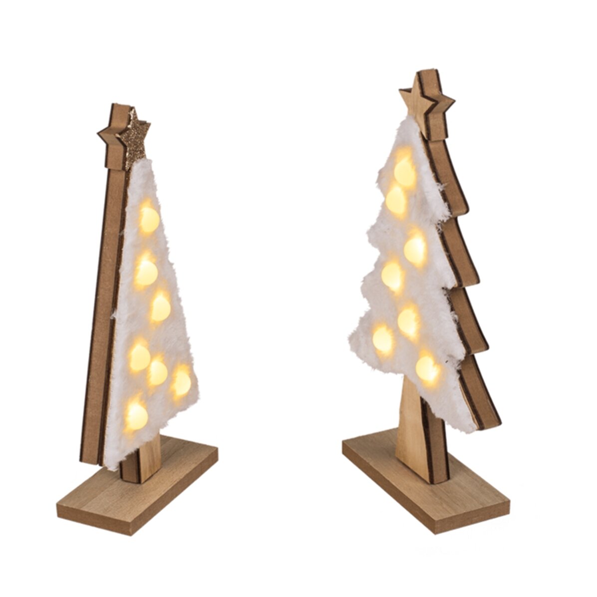 Houten decoratie - Kerstboompje met lampjes