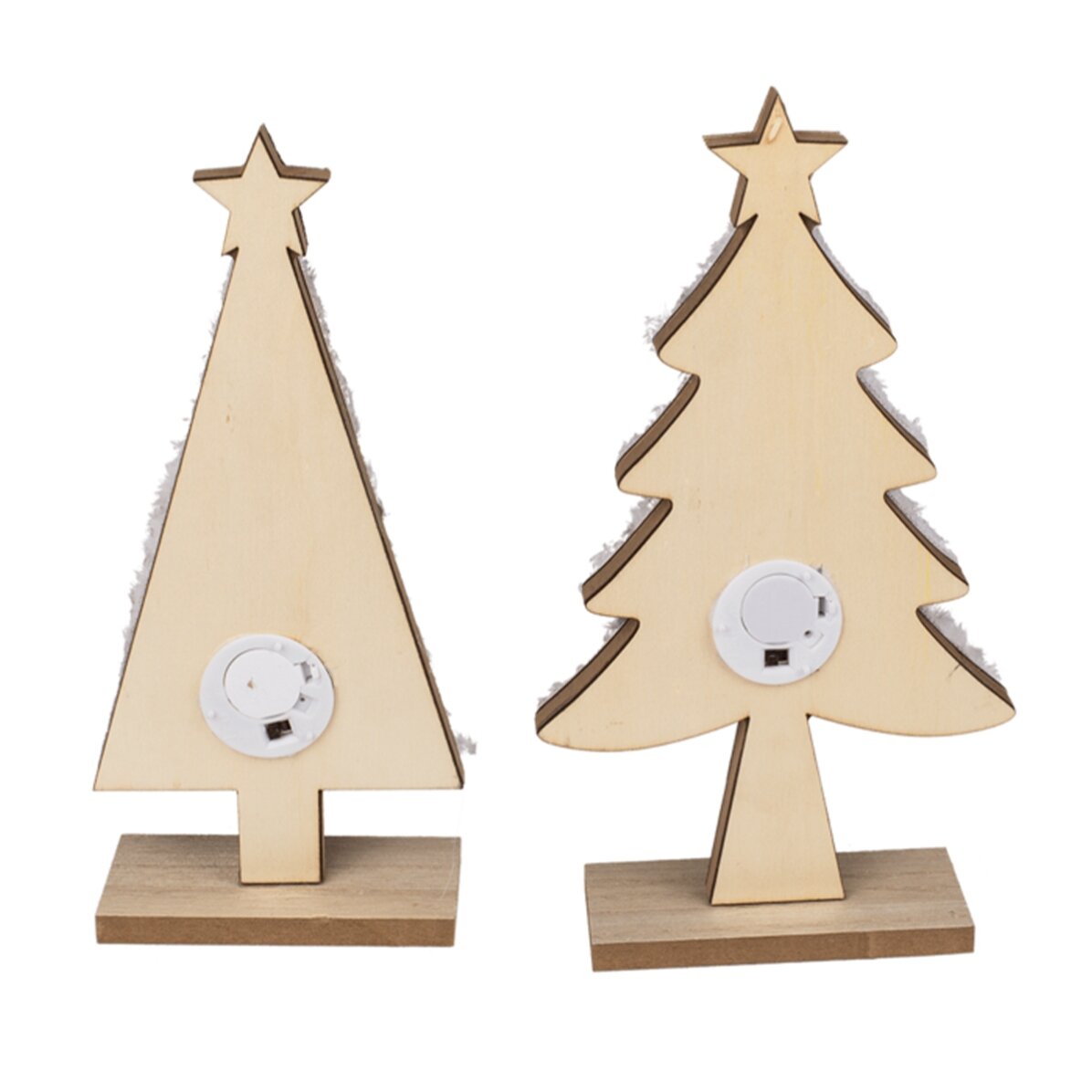 Houten decoratie - Kerstboompje met lampjes