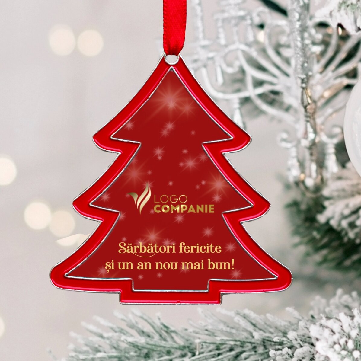 Décoration de sapin personnalisée avec logo et message - modèle « petit sapin »