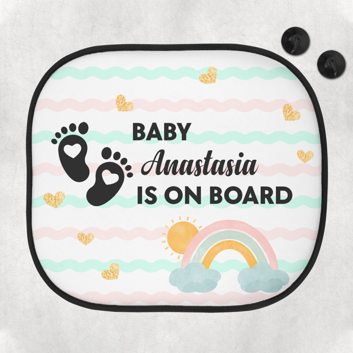 Pare-soleil de voiture personnalisé avec message - « Baby on board »
