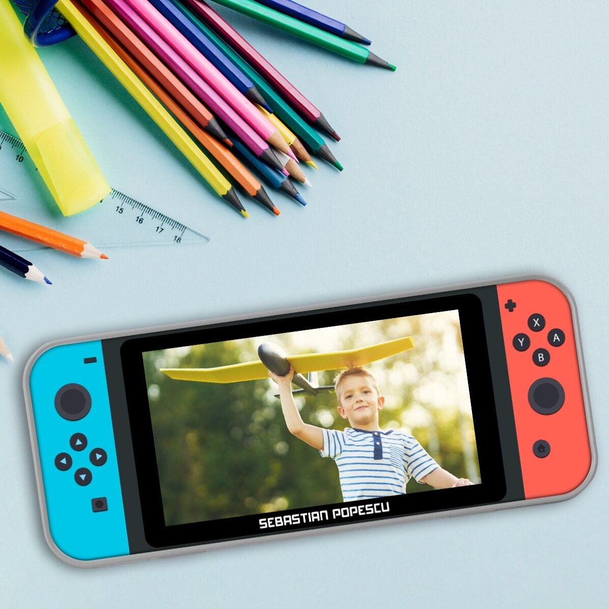Gepersonaliseerd etui met foto en naam - Spelconsole