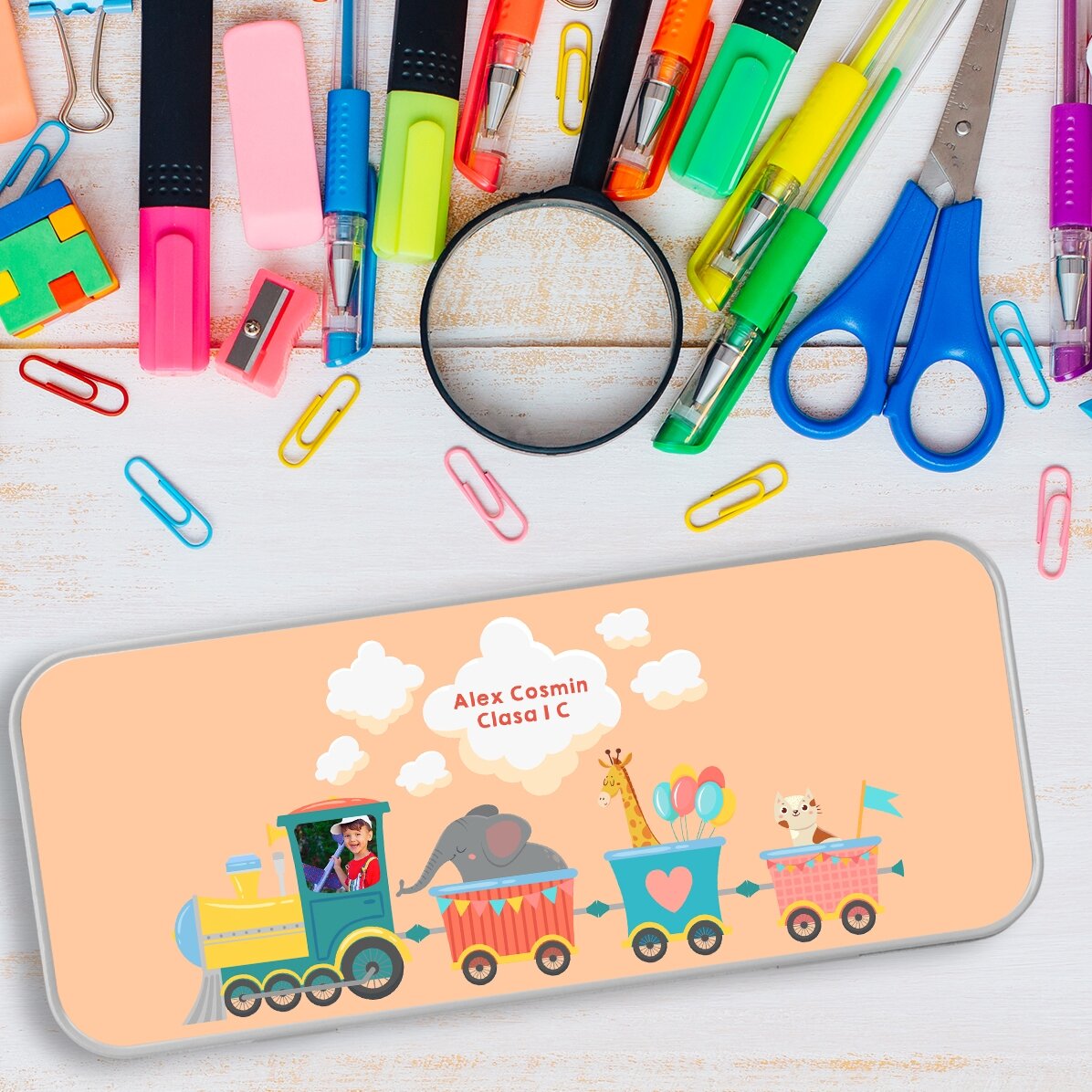 Trousse personnalisée avec une photo et un texte - Petit train