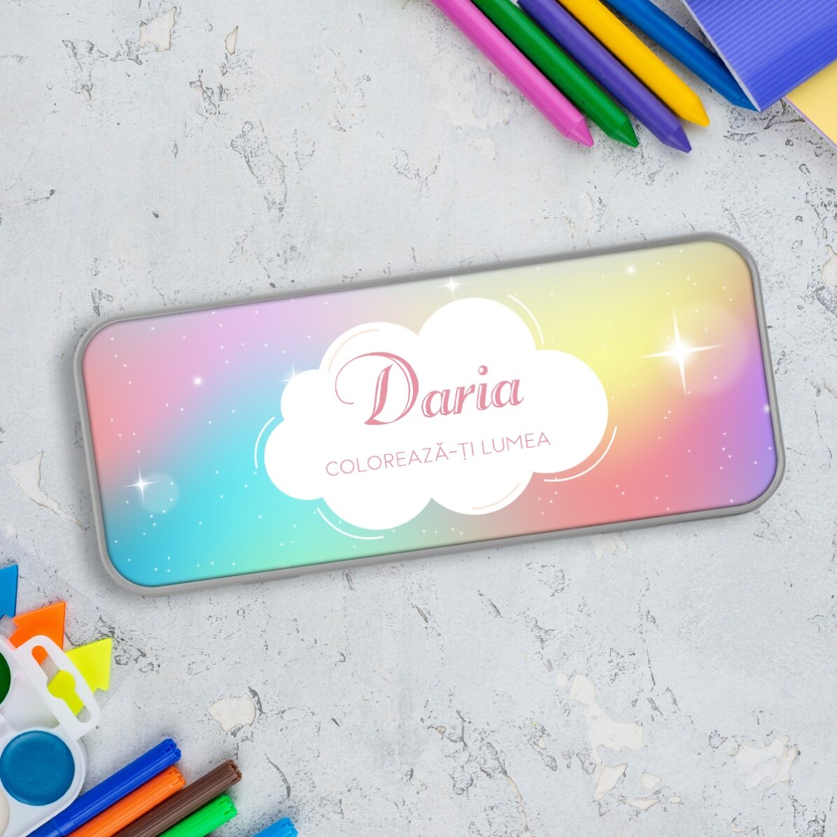 Trousse personnalisée avec inscription - Rainbow