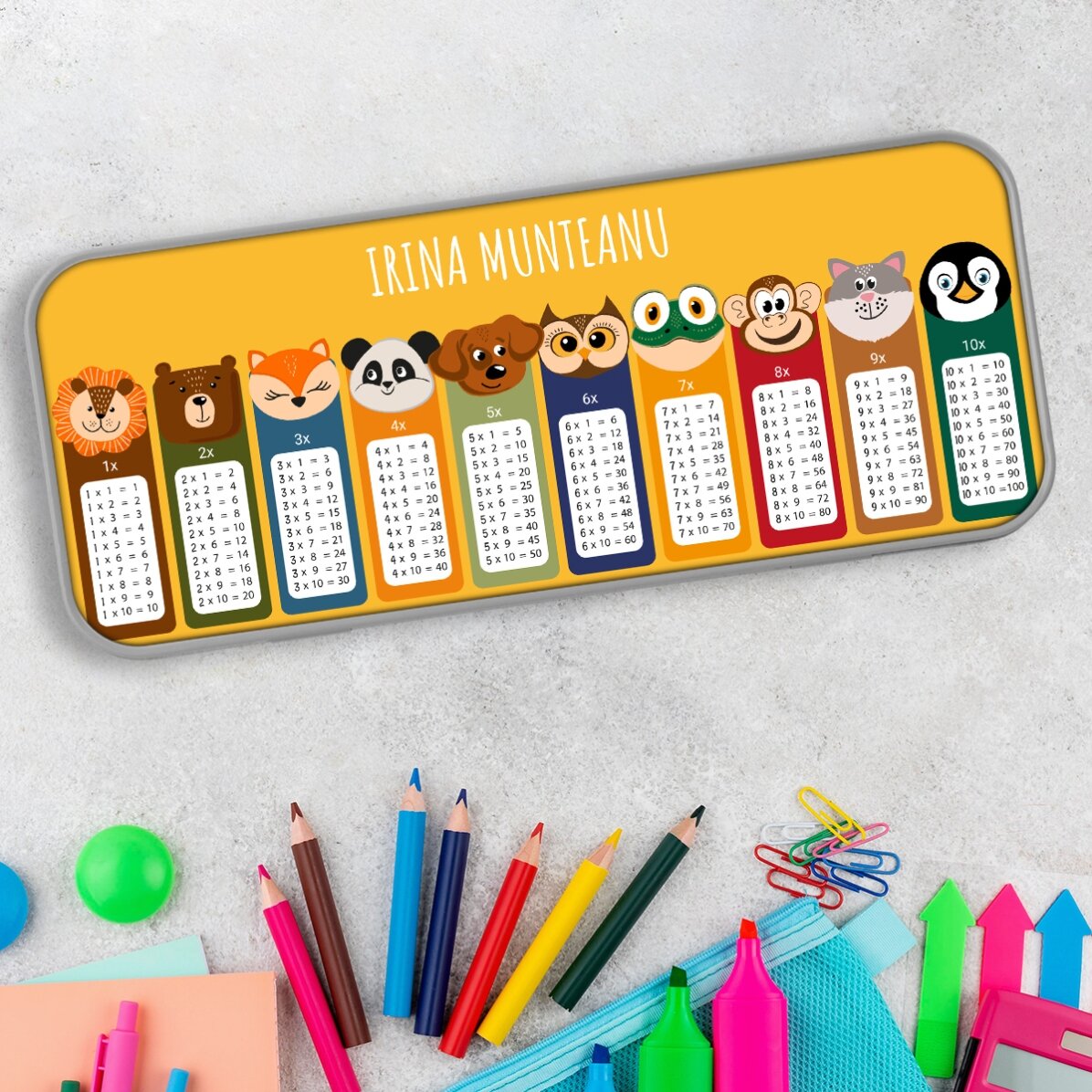 Gepersonaliseerd etui met tekst - De tafel van vermenigvuldiging