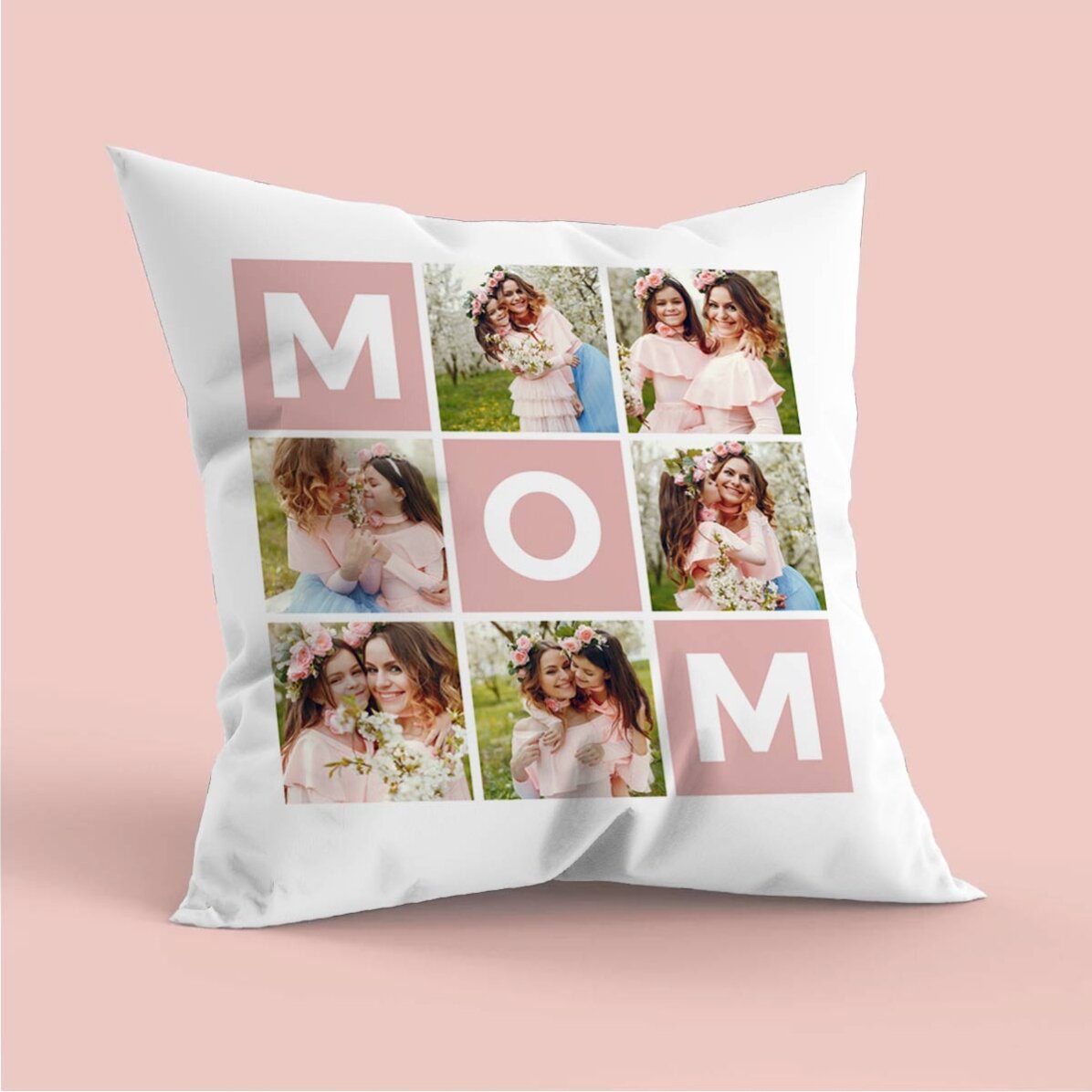 Gepersonaliseerd kussen met 6 foto’s en een boodschap - Family