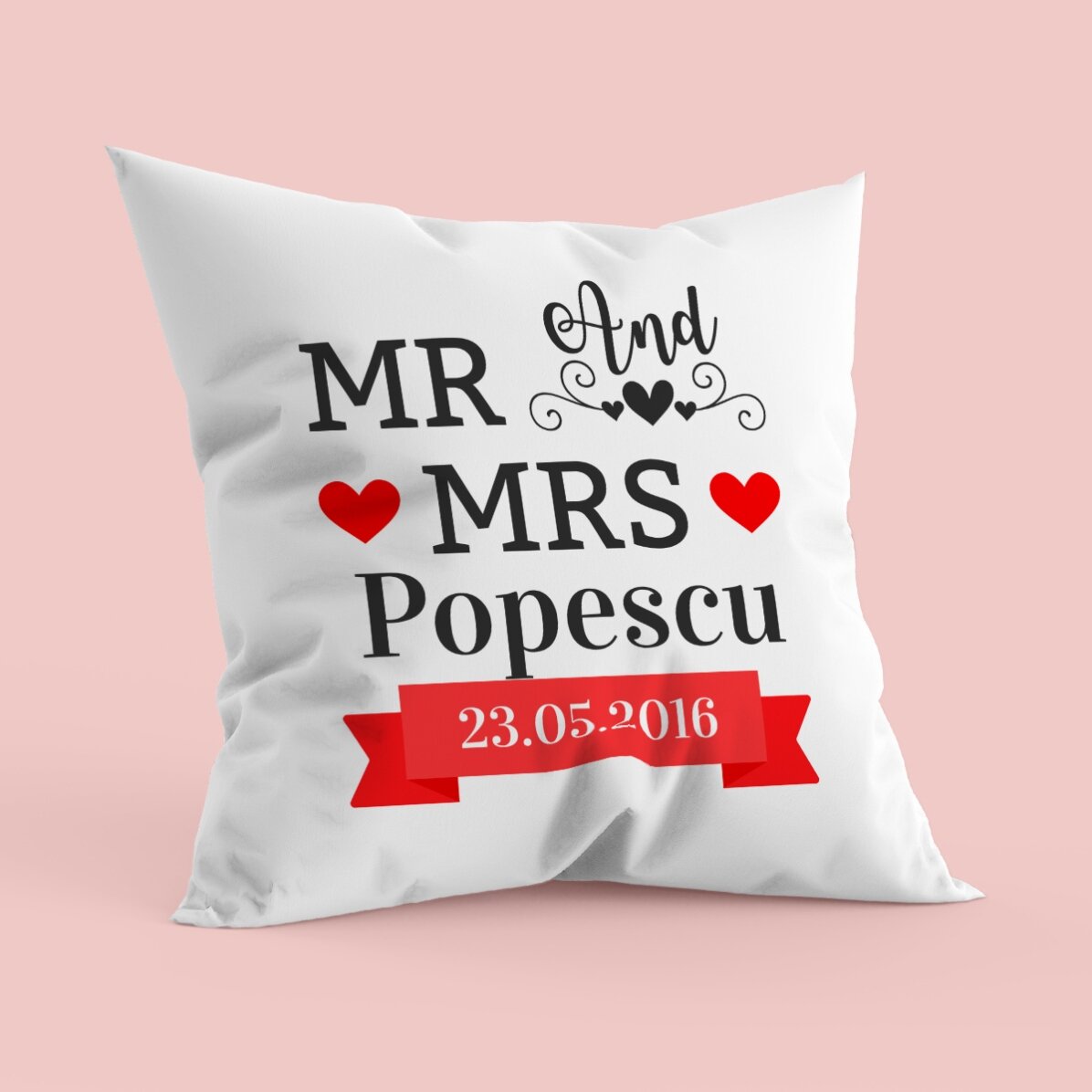 Gepersonaliseerd kussen voor koppels - Mr and Mrs