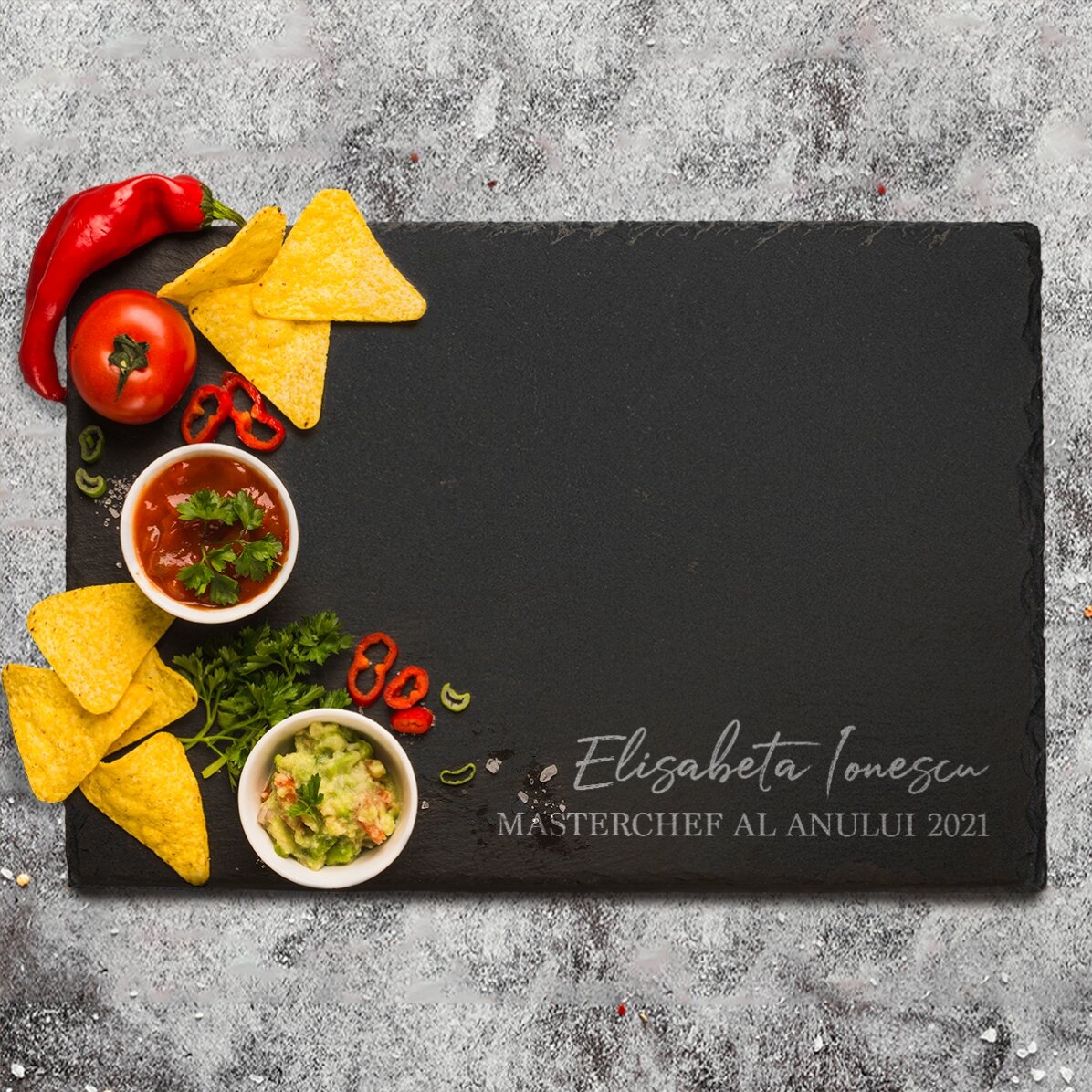 Plaque en ardoise gravée et personnalisée avec un texte - Masterchef