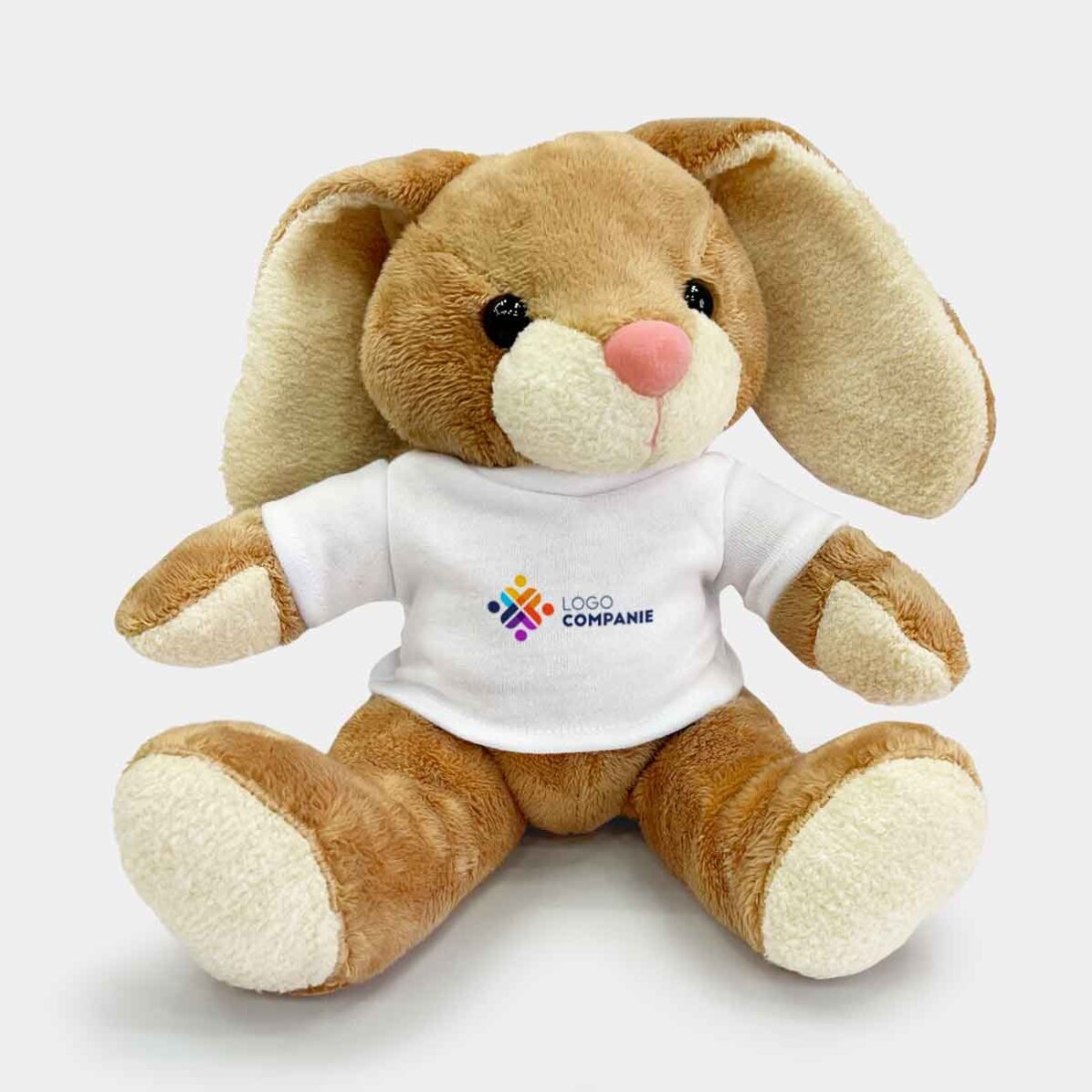 Plus een gepersonaliseerd konijntje met logo