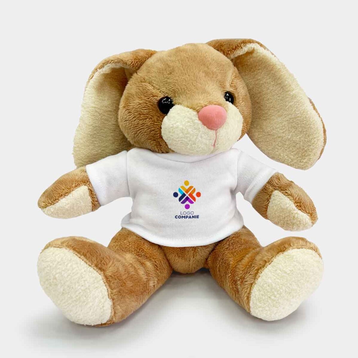 Plus een gepersonaliseerd konijntje met logo