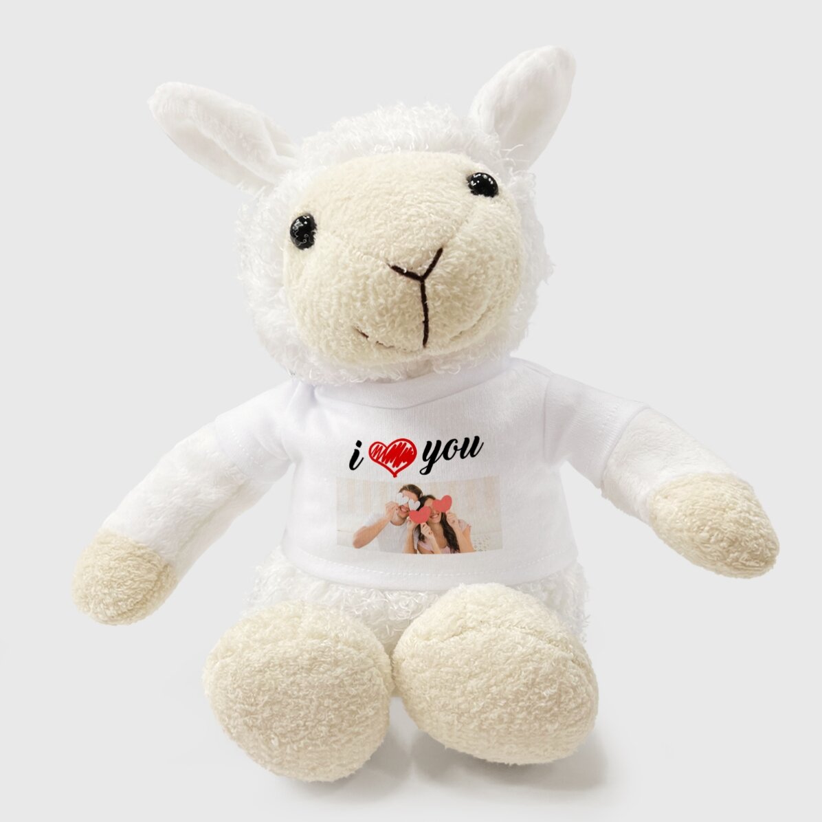 Plus een gepersonaliseerd schaap met een foto - I love you