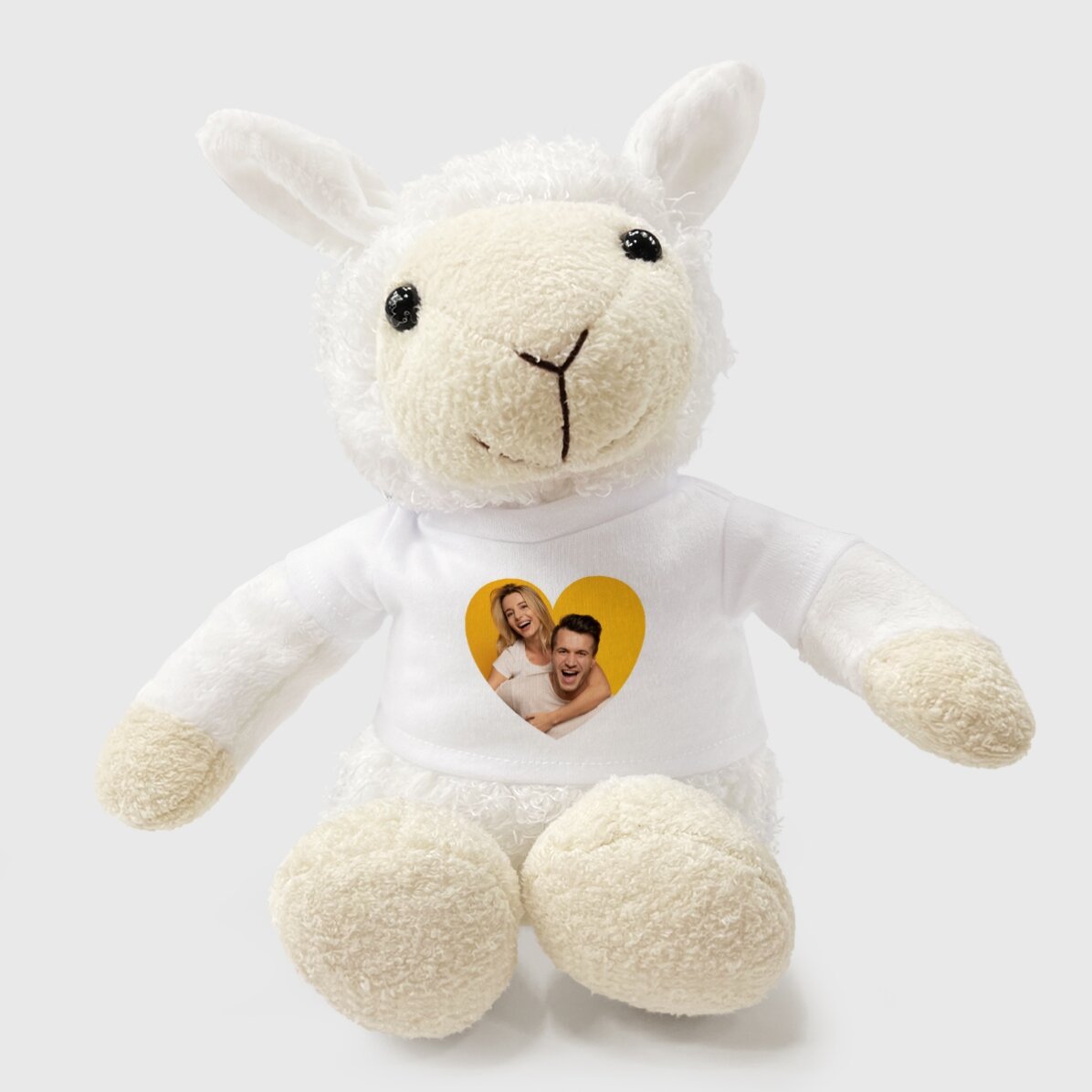Gepersonaliseerd schapenfiguurtje met een foto - Hartvormig model