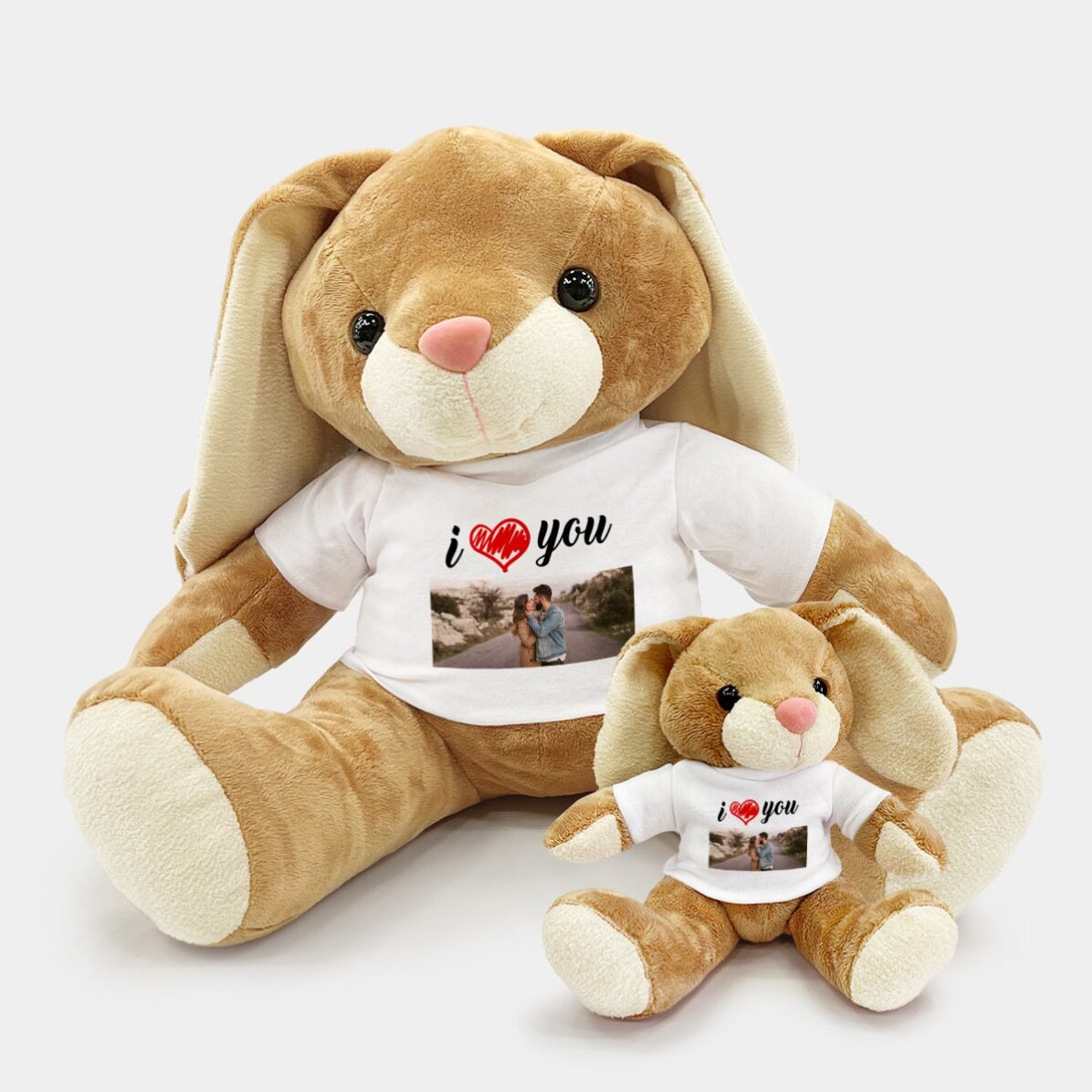Plus een gepersonaliseerd konijntje met een foto - I love you