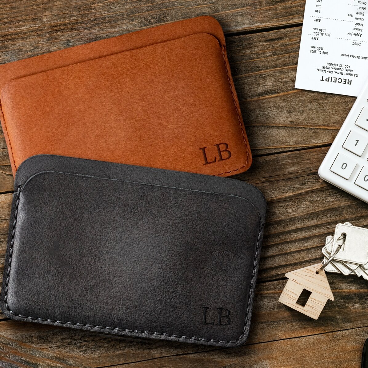 Portefeuille en cuir personnalisé avec des initiales