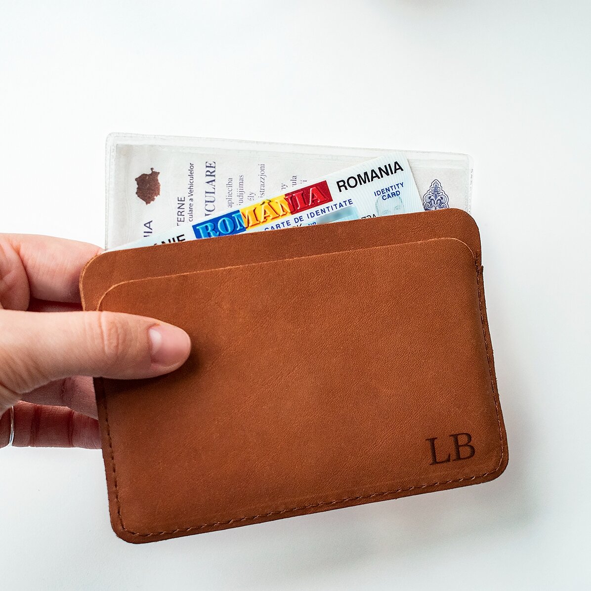 Portefeuille en cuir personnalisé avec des initiales