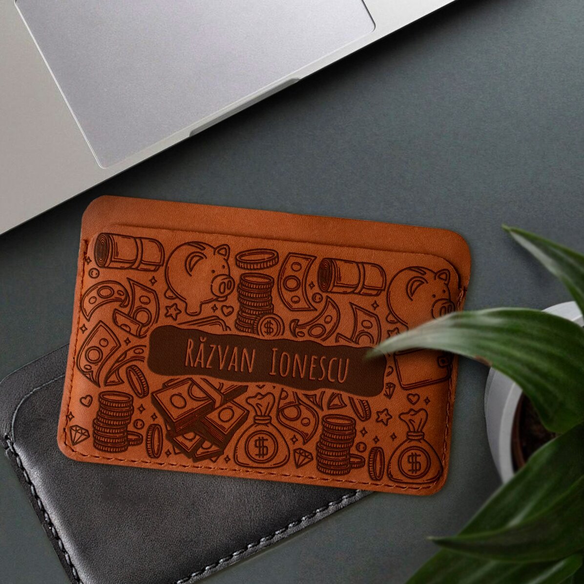Leren portemonnee met naam erop - Money Maker