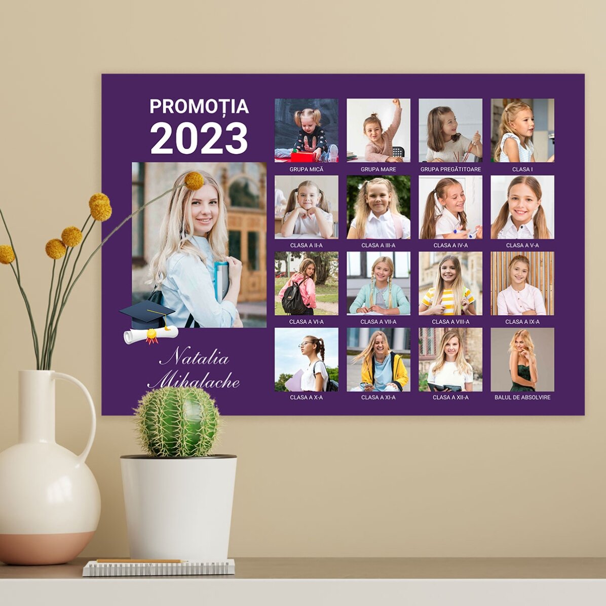 Gepersonaliseerde poster met 17 foto’s en tekst – Afstuderen