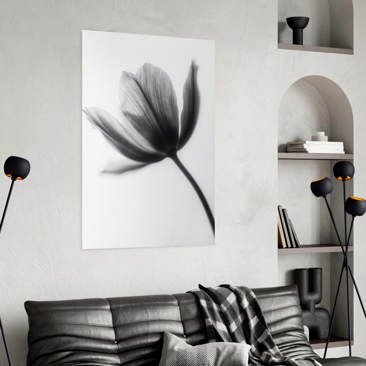 Affiche « Fleur en noir et blanc »