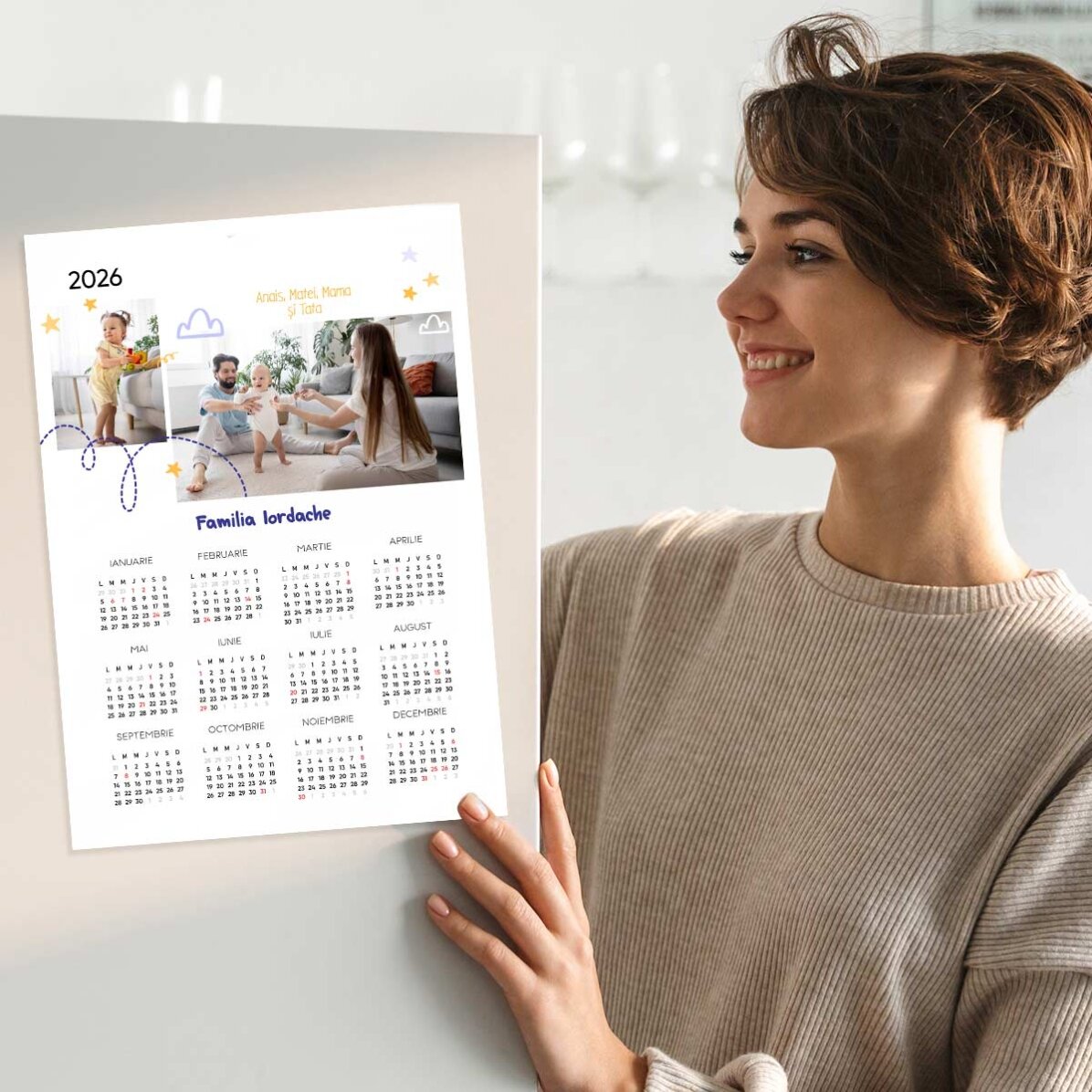 Affiche-calendrier personnalisée avec 2 photos et un texte - Famille