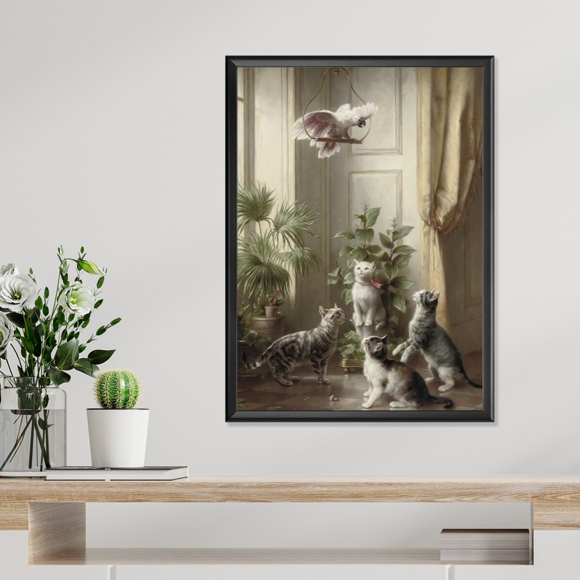 Affiche de Carl Reichert, « Chats et cacatoès », 1898