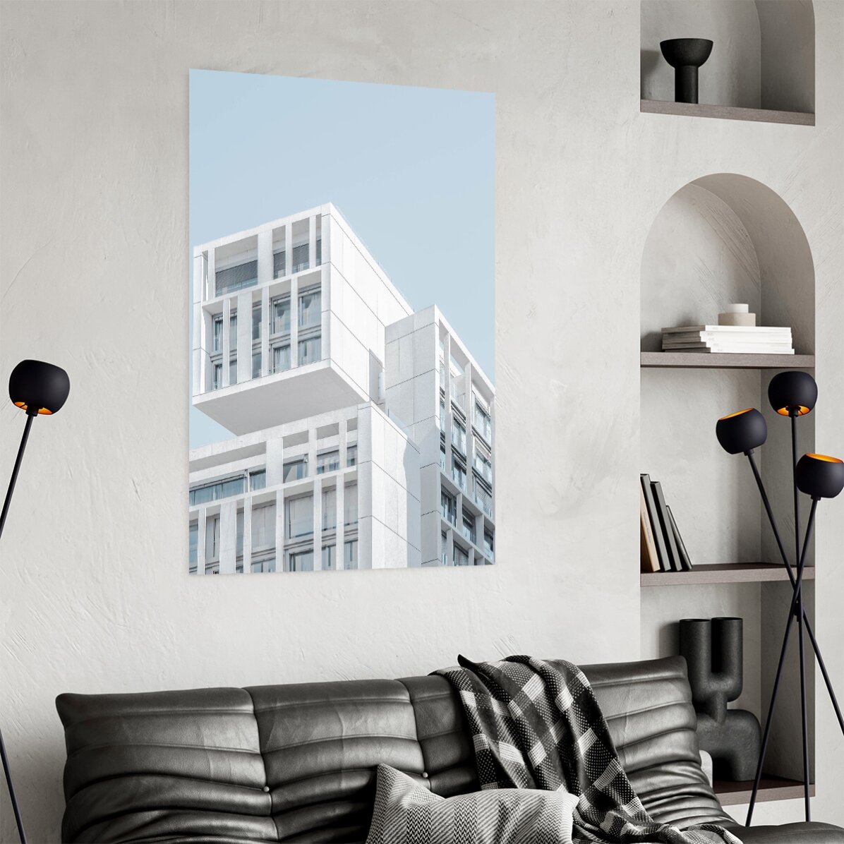 Poster van een gebouw in Madrid