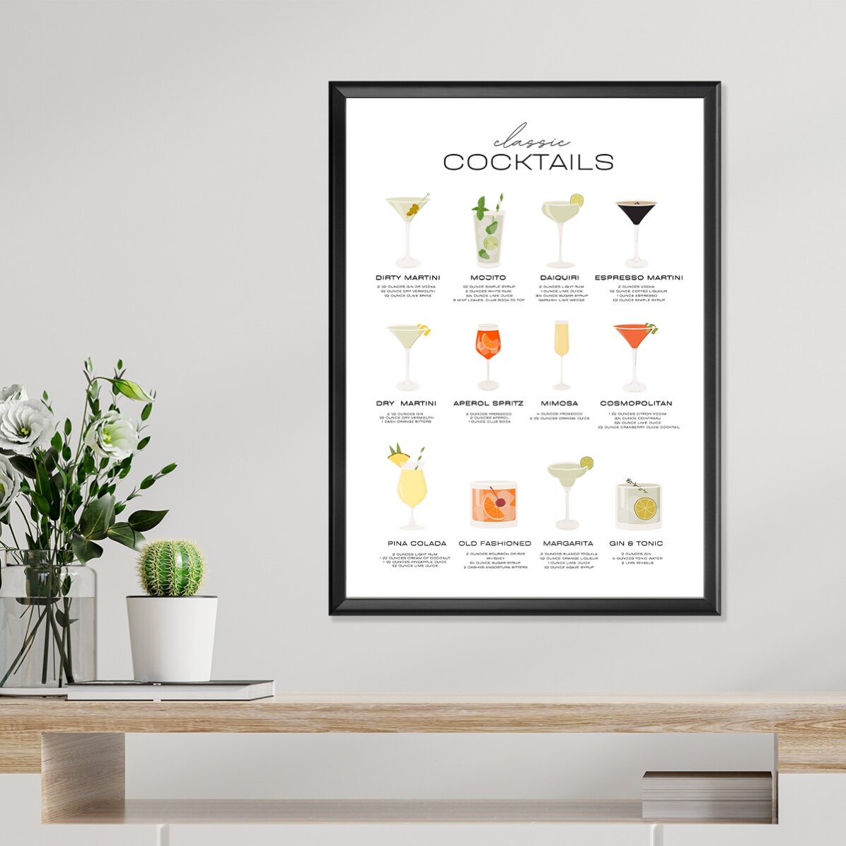 Poster met cocktailmenu
