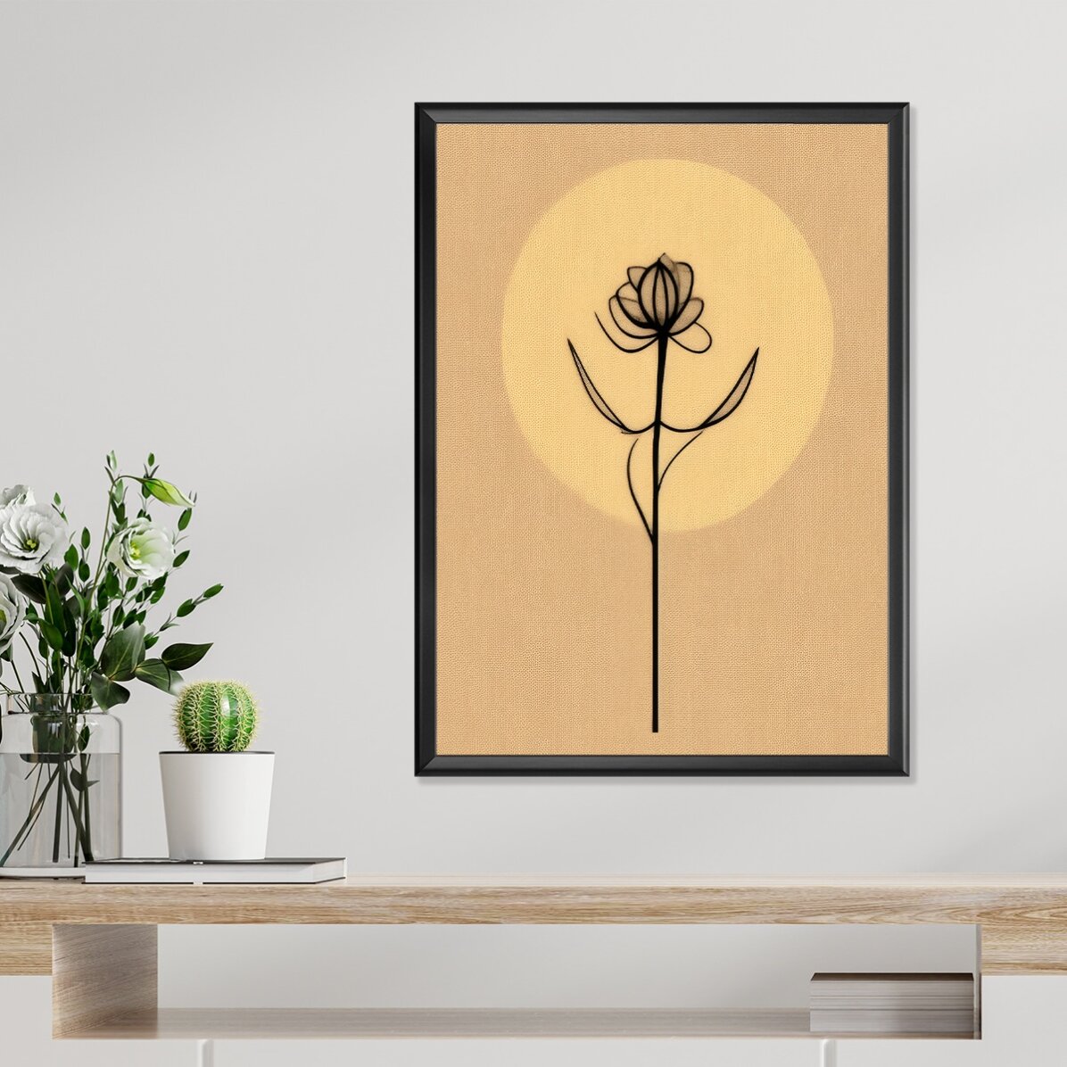 Affiche « Fleur minimaliste » au trait