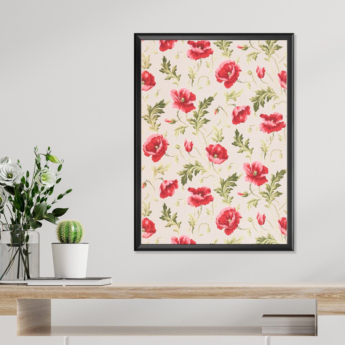 Poster met roze bloemen