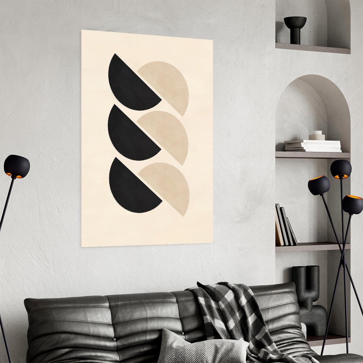 Affiche « Formes géométriques minimalistes, demi-cercles »