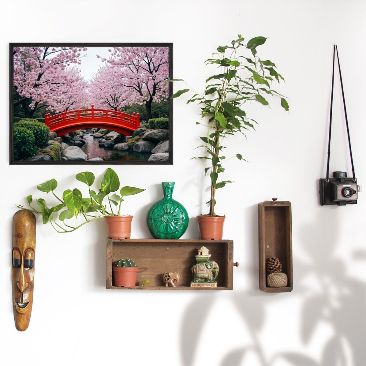 Poster Japanse tuin - Bloeiende kersenbomen