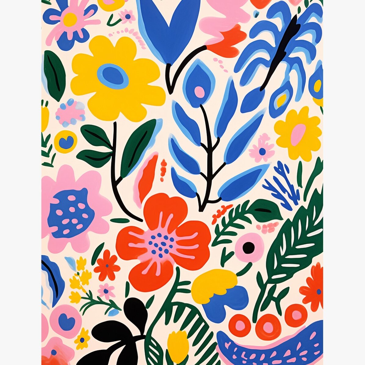Poster met illustratie van kleurrijke bloemen, getekend 3