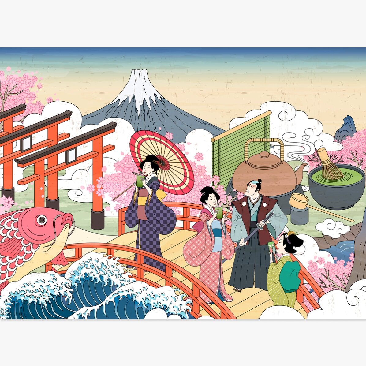 Poster met Japanse retro-illustratie