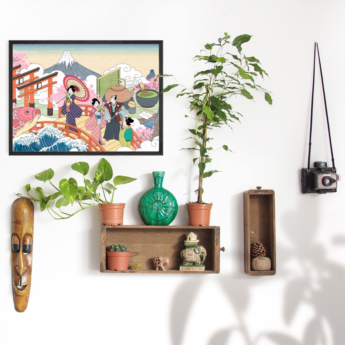 Poster met Japanse retro-illustratie