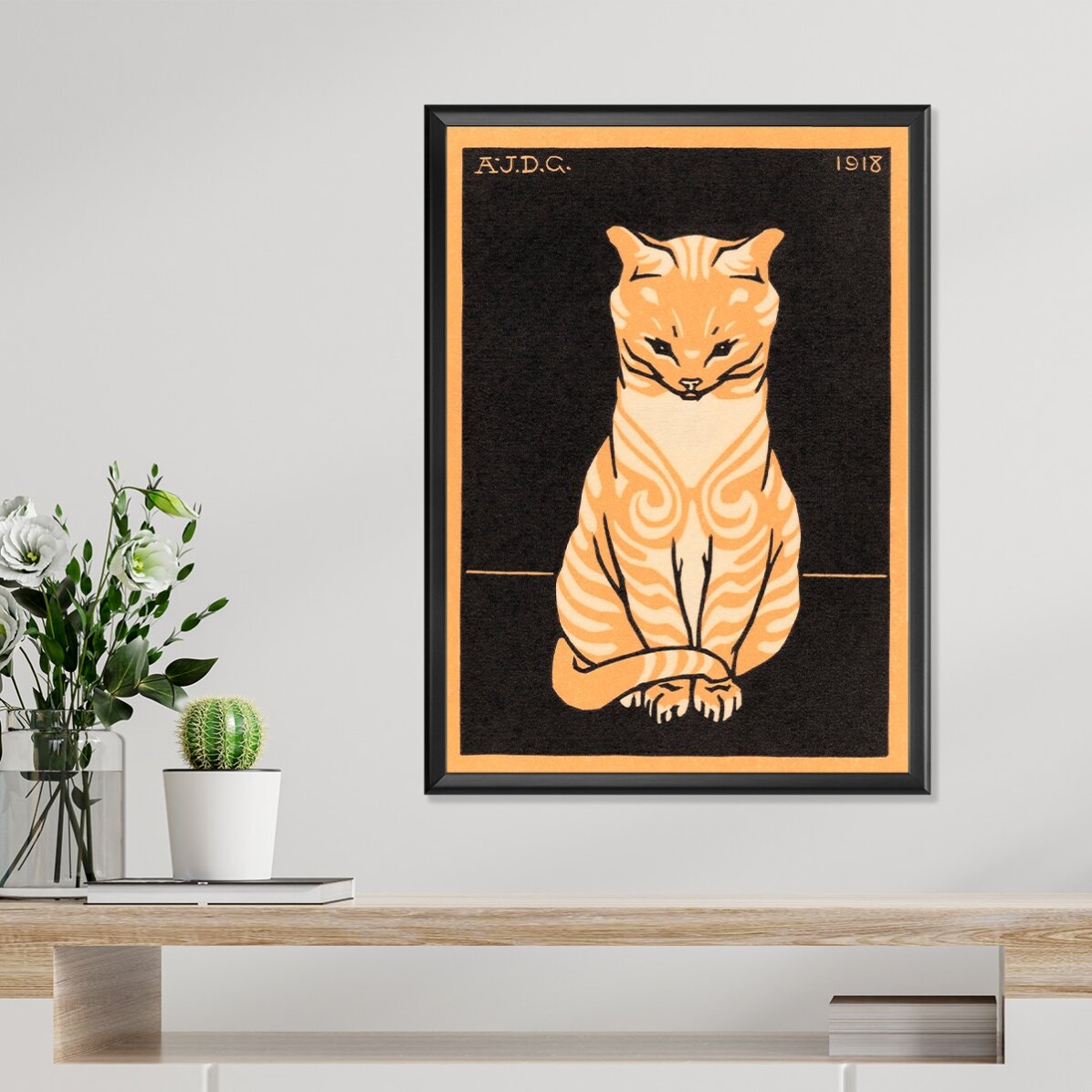 Poster van Julie de Graag, ‘Sitting cat’, 1918