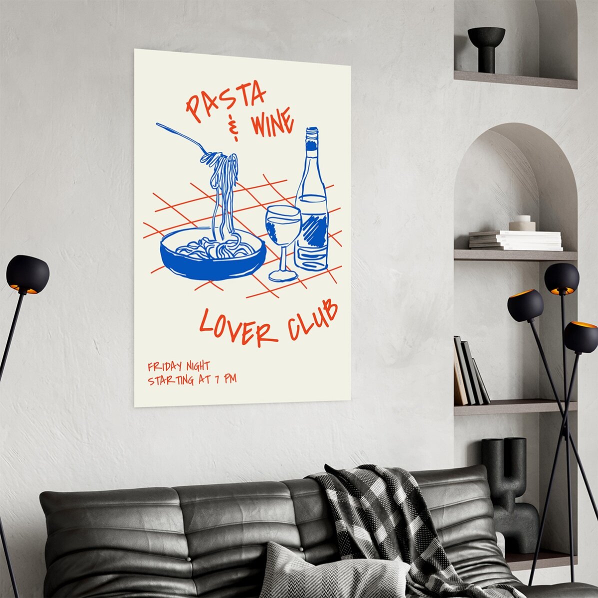 Poster Pasta & Wijn