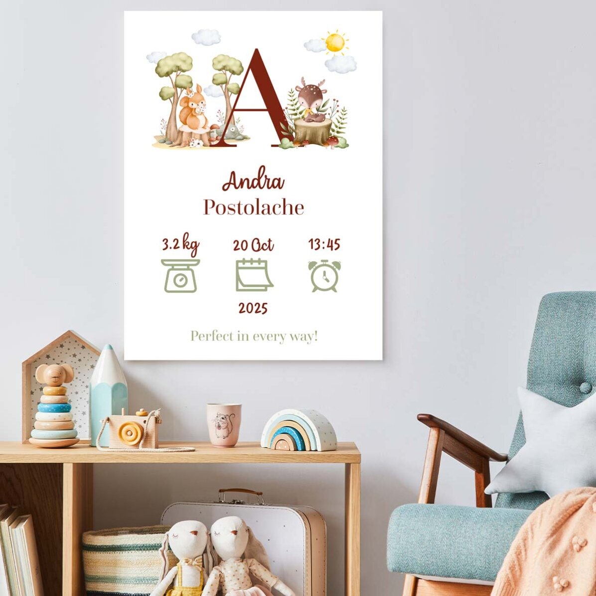 Gepersonaliseerde poster met initiaal en tekst - Dieren