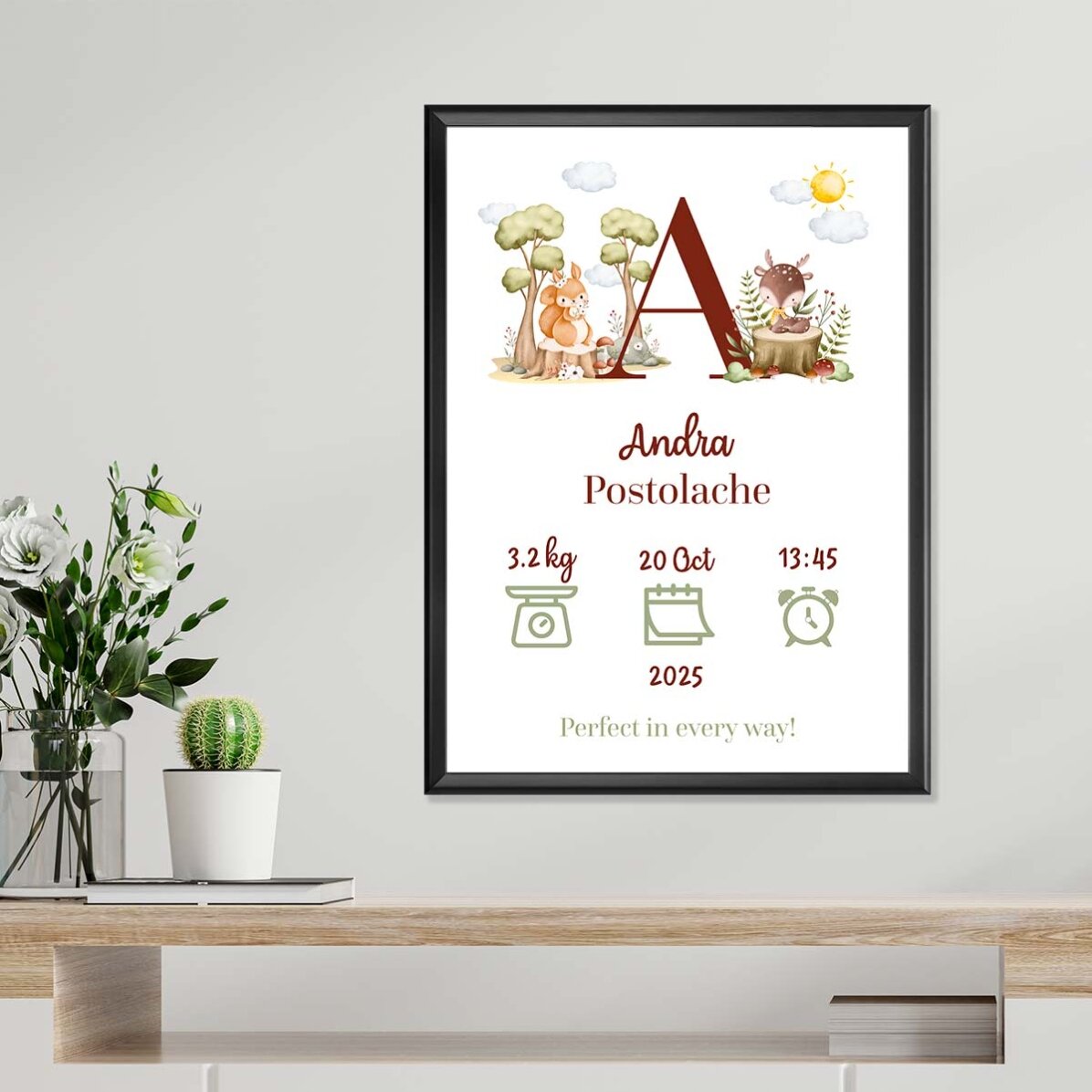 Gepersonaliseerde poster met initiaal en tekst - Dieren