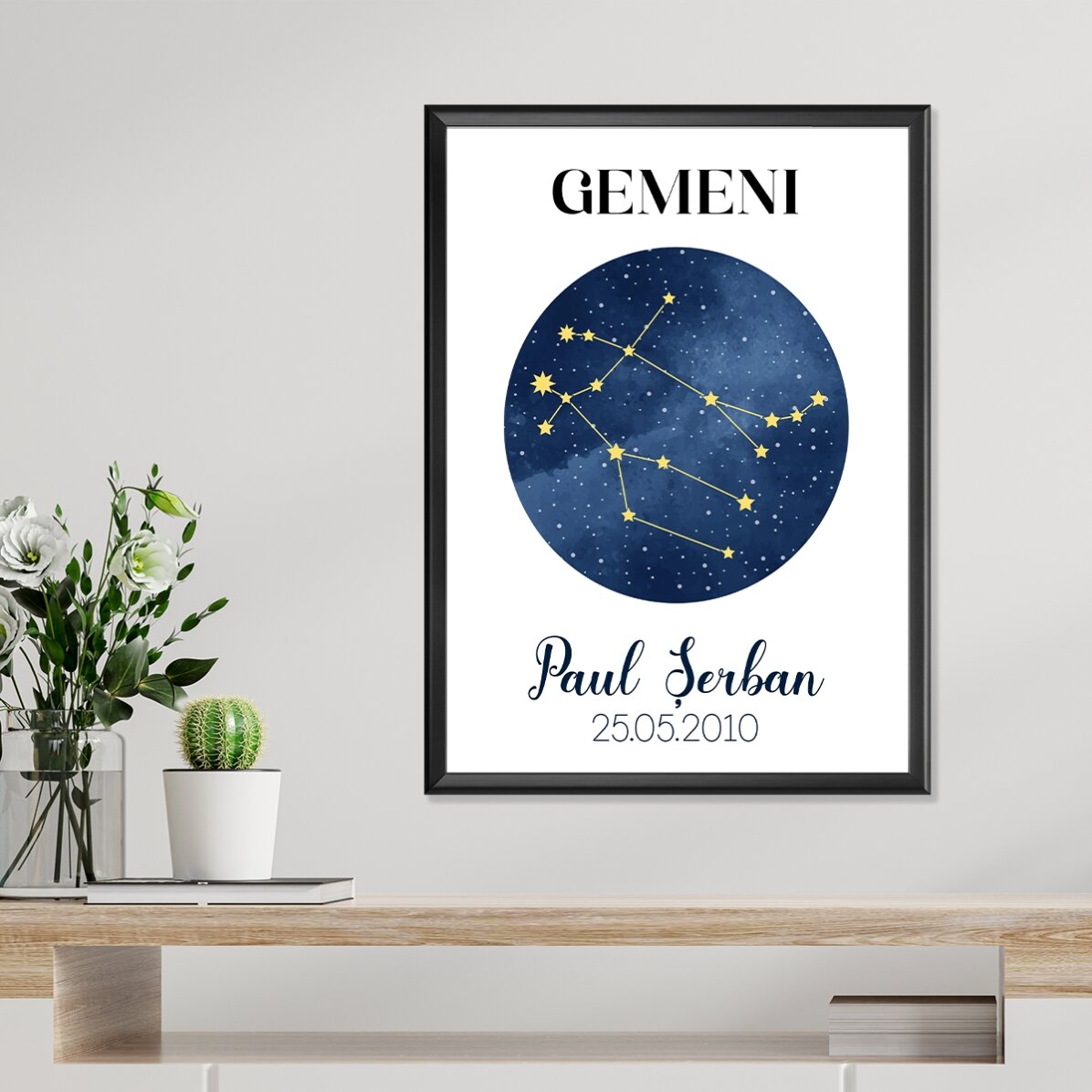 Gepersonaliseerde poster met tekst - Het sterrenbeeld Tweelingen