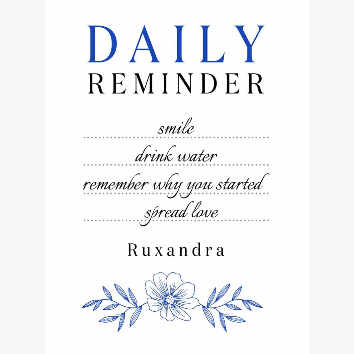 Gepersonaliseerde poster met tekst - Daily Reminder