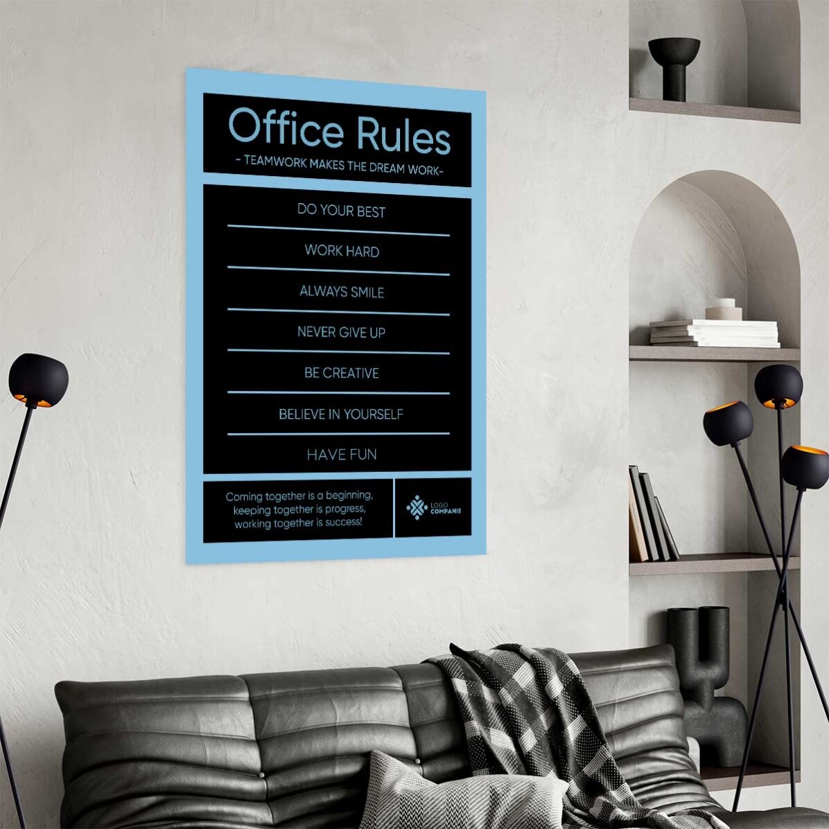 Gepersonaliseerde poster met tekst en logo - Office Rules