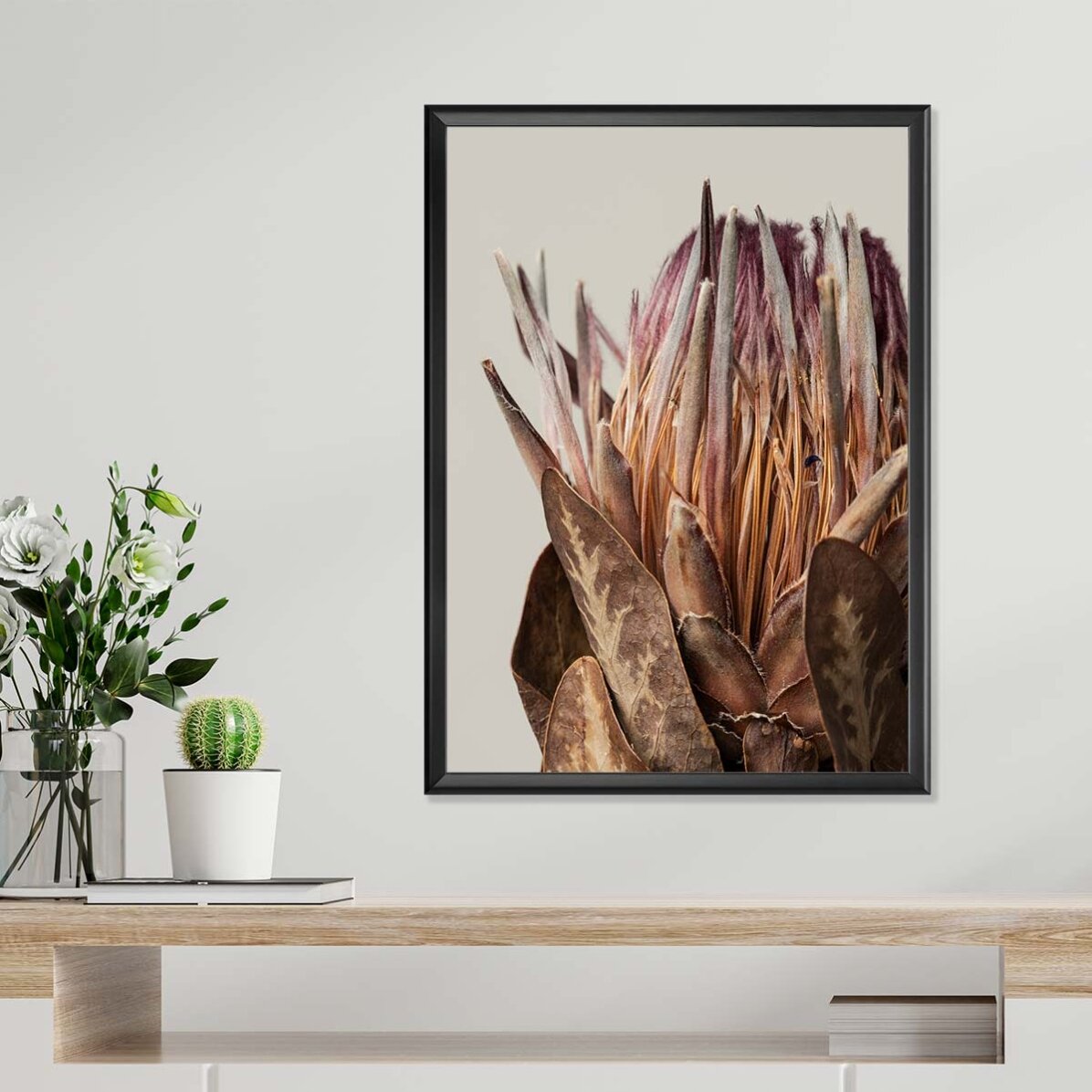 Poster met roze protea