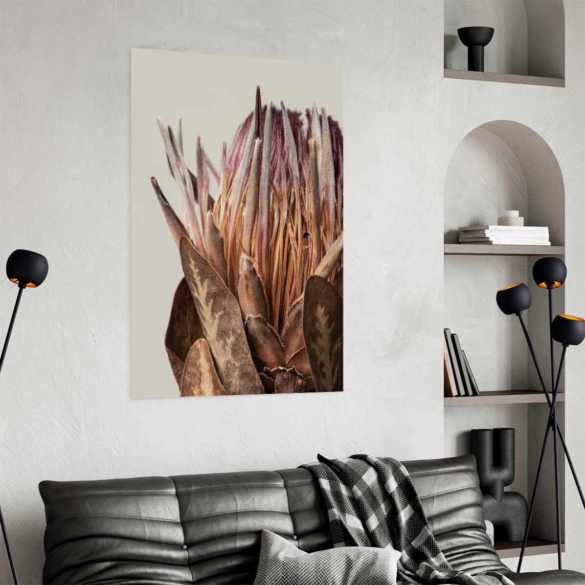 Poster met roze protea
