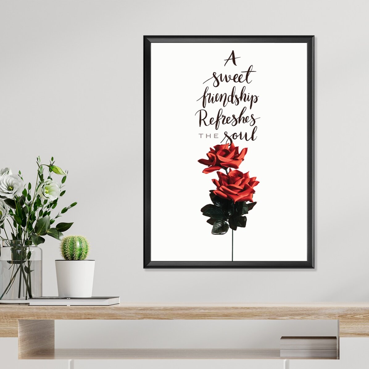 Poster ‘Vriendschap’ met rozen
