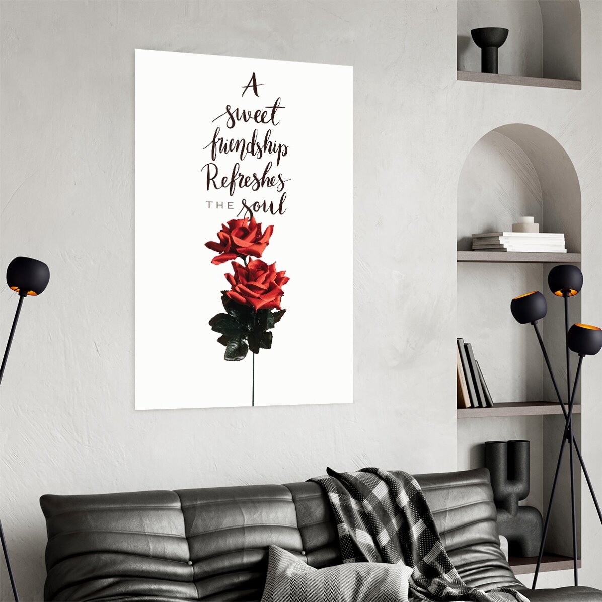 Poster ‘Vriendschap’ met rozen
