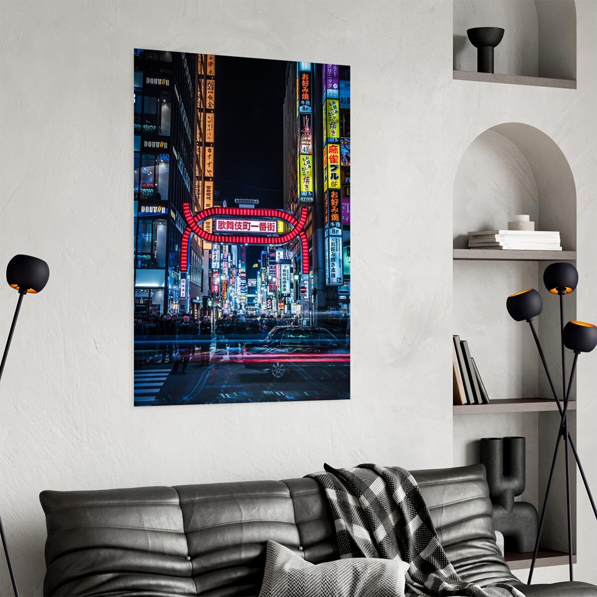 Poster: Verlichte straat in Tokio, Japan