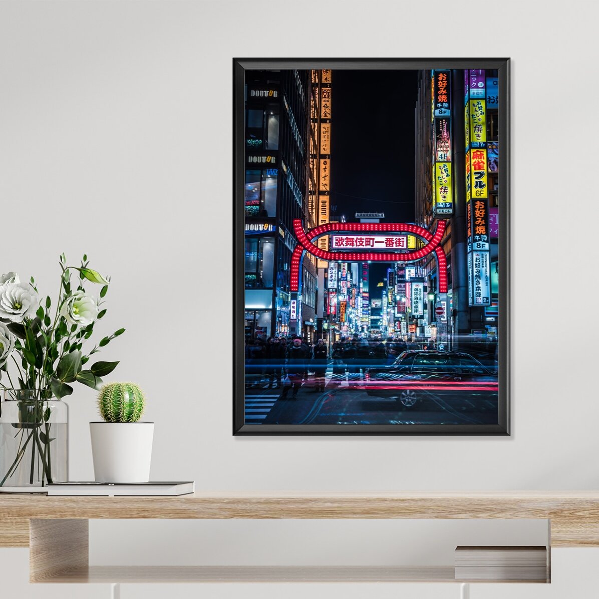 Poster: Verlichte straat in Tokio, Japan