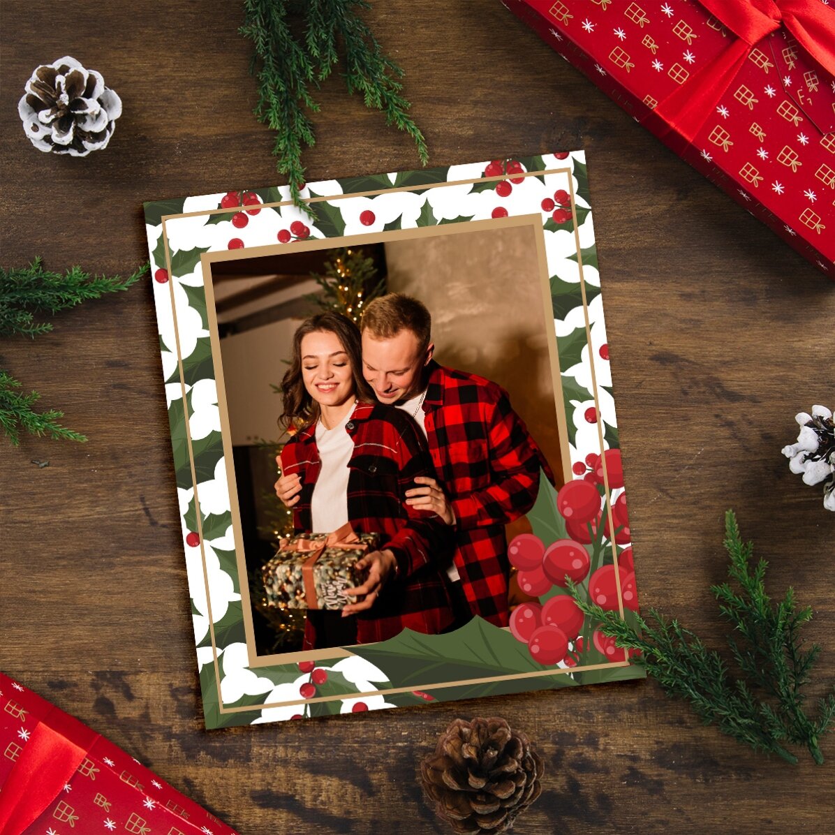 Photo personnalisée 10 x 12 cm sur le thème de Noël