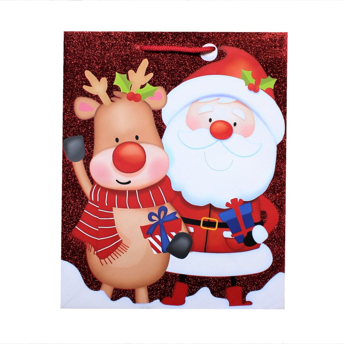 Cadeauzakje – model Kerstman met rendier