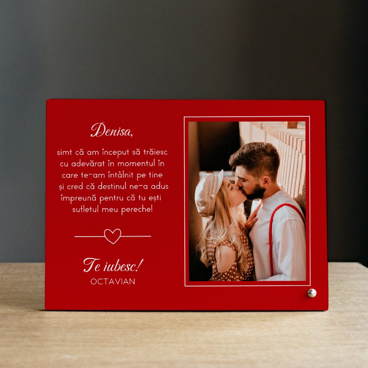 Cadre photo de bureau personnalisé avec une photo et un message - Avec toute mon affection