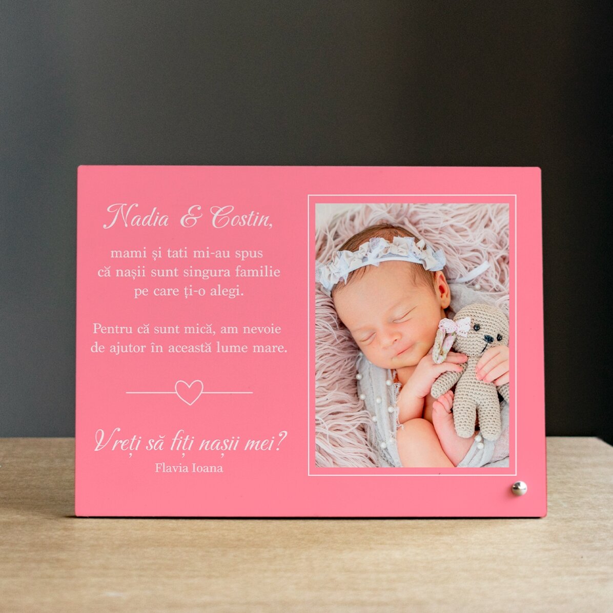 Cadre photo de bureau personnalisé avec une photo et un message - Avec toute mon affection